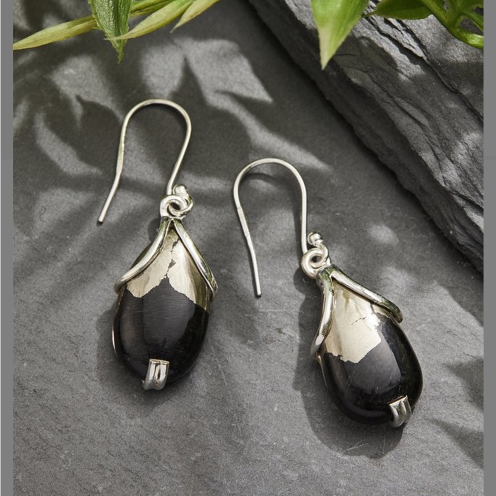 YS Gems Golden Apache Sterling Silver Drop Earrings